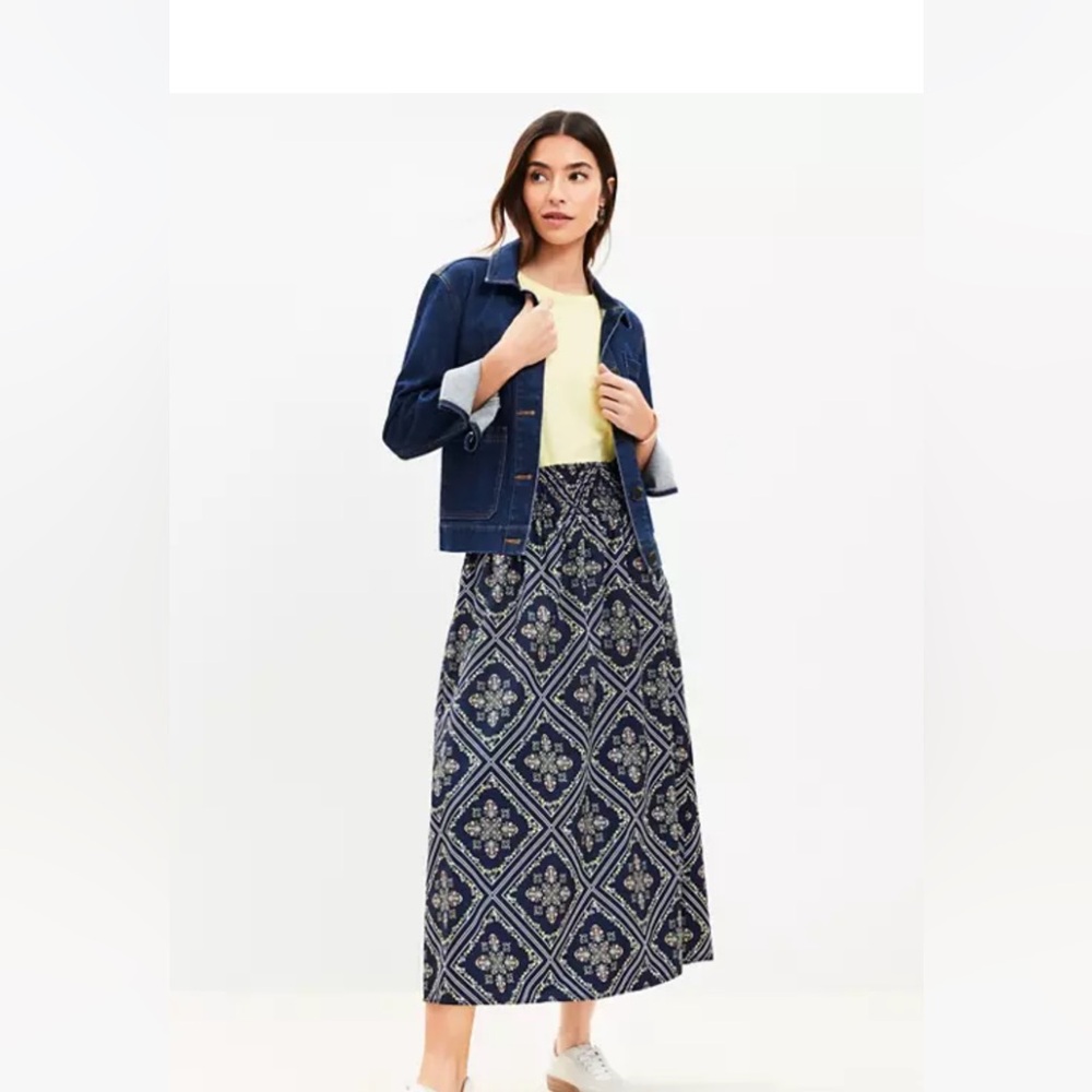 Tuilerie Smocked Poplin Midi Skirt